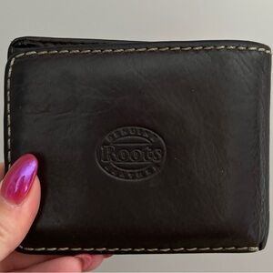 Roots Dark Brown Leather Wallet